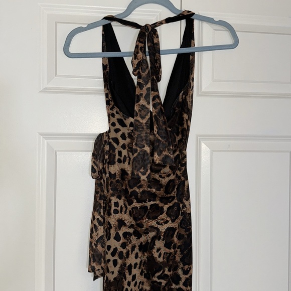Leopard Print Halter Maxi Dress - Picture 4 of 6